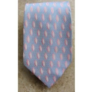 🌼 100% Silk Hand Made Geometric Print Pink/Blue Necktie by Verie God